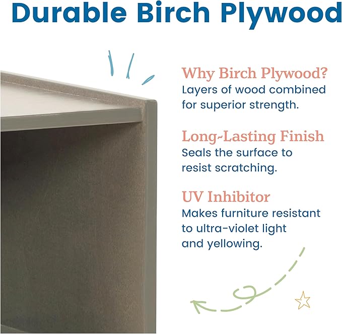 ECR4Kids Streamline Single-Sided Book Display with Storage, Classroom Bookshelf, Grey Wash