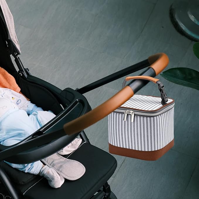 Breastmilk Cooler Bag with Ice Pack Fits 4 Baby Bottles Up to 5 Ounce, Baby Bottle Cooler Bag Great for Nursing Mom Daycare, Straps