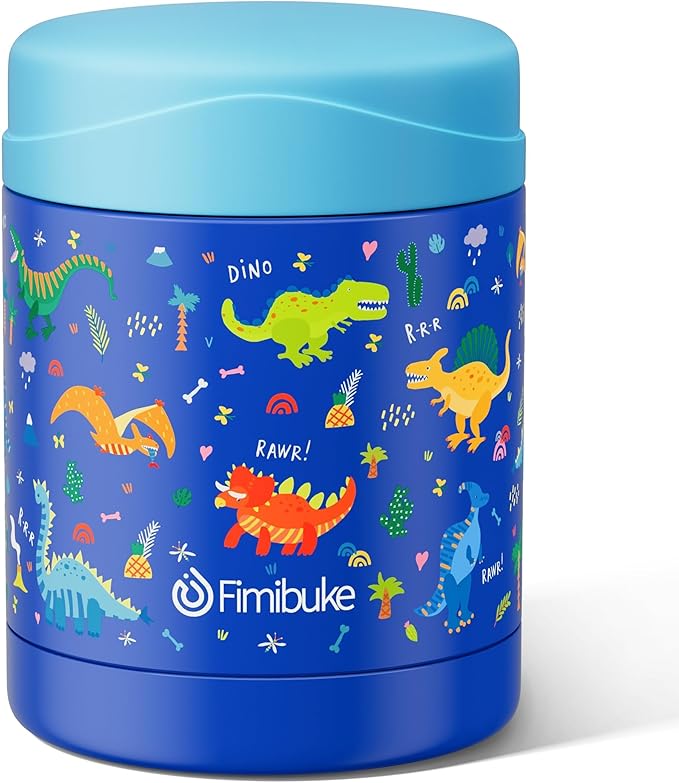Fimibuke Insulated Kids Food Jar, 12 OZ BPA FREE Wide Mouth Stainless Steel Vacuum Thermos for Hot Cold Food for School Travel Leakproof Toddler Boy Girl Lunch Container Snack Cup for Fruits Veg Soup