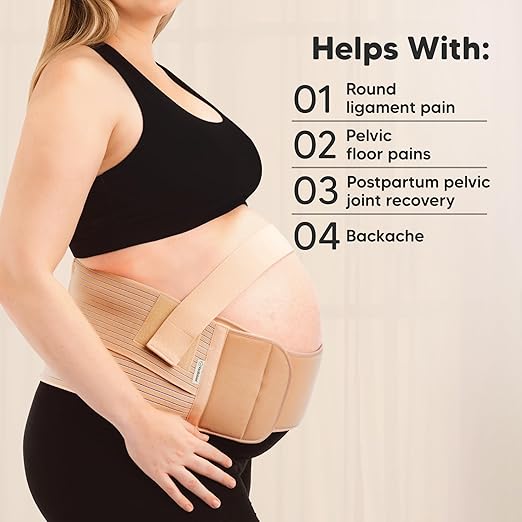 2-in-1 Maternity Belly Bands for Pregnant Women - Easy to Use Pregnancy Belly Support Band for Back, Pelvic, Hip, Adjustable Maternity Belt Support, Comfortable & Soft (Classic Ivory, One Size)