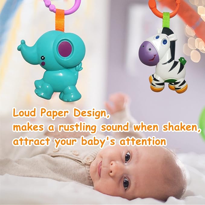 Baby Toys, Cartoon Animal Hanging Rattle Toys, Handbells Baby Rattles, Baby Bed Crib Car Seat Travel Stroller Toys for Infant, Best Birthday Gift for Newborn, 4 Pack