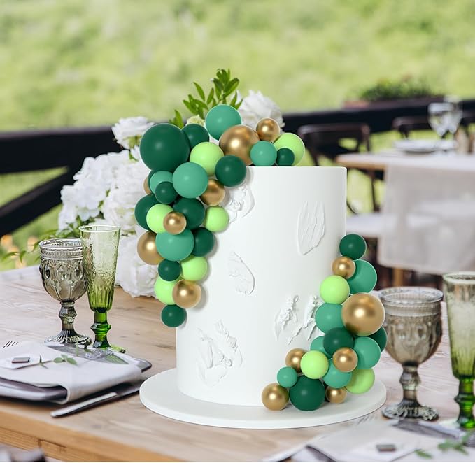 75 Pieces Cake Balls Topper Decorations Foam Cupcake Topper Mini Balloon Balls Cake Picks for Deco Birthday Party Wedding（Green Gold Series）