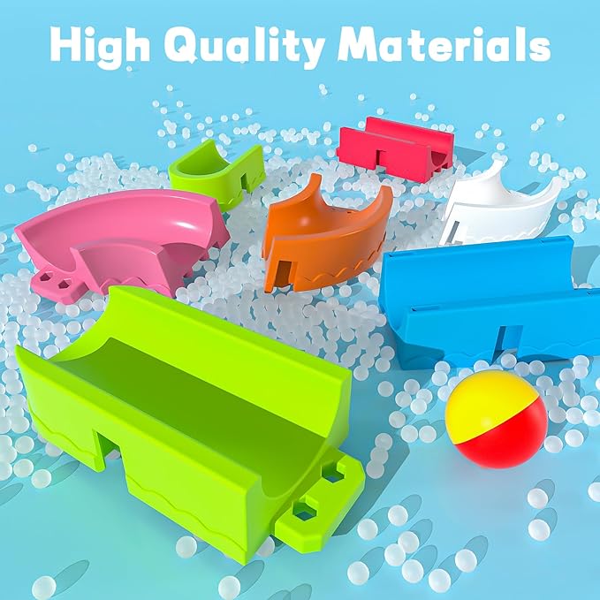 Baby Bath Toys for Toddler 1-3 3-5, Bathtub Shower Building Duck Slide Blocks Toy Marble Run Toys for Kids 1 2 3 4 5 Years Old Toddler Boys and Girls