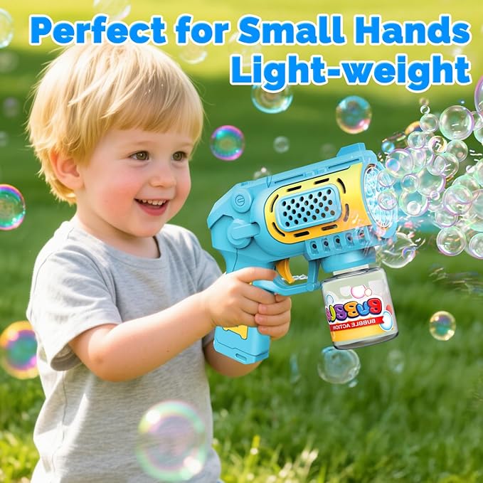 EagleStone Bubble Gun Toys for 3+ Year Old Kids Boys Girls, 2 Pack Automatic Bubble Machine with Bubble Solution, Summer Outdoor Kids Toys for Ages 3-4,4-6,5-7, Birthday Gifts for 3 4 5 6 7 8 Year Old