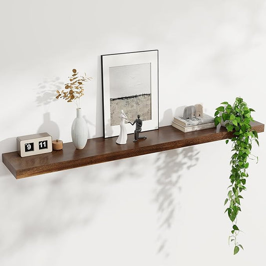 Floating Shelves for Wall, USA-Sourced Walnut Wood 55 Inch Long Wall Shelves, Natural Wooden Wall Mounted Picture Ledge Shelf, Nursery Book Storage Shelf Kids Bookshelf, Display Shelf for Bathroom