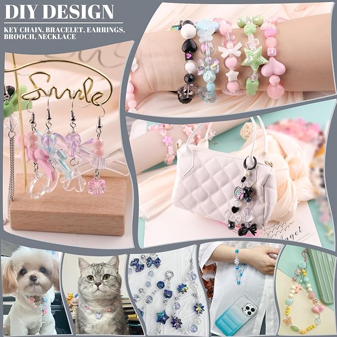 Assorted 170-230PCS Black Acrylic Beads for Bracelet Making, Flower Bow Butterfly Candy GummyBear Aesthetic Bracelet Charms,Cute Beads for Jewelry Making DIY Necklace Keychain Phone Charm