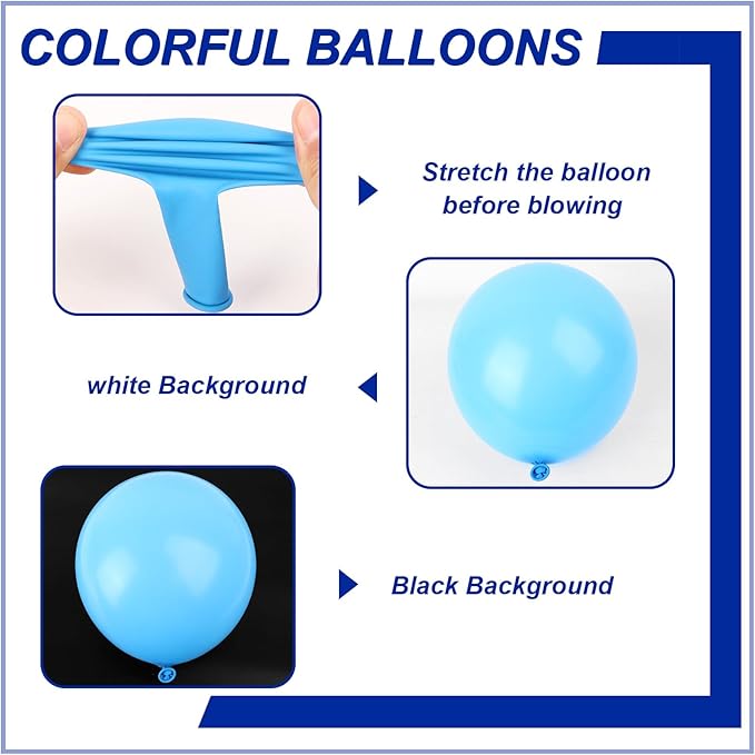 140pcs Light Blue Round Balloons Different Sizes 18 12 10 5 Inch Latex Balloons for Arch Decoration Party Balloon Kit for Graduation Birthday Party Wedding Balloon Baby Shower Decoration