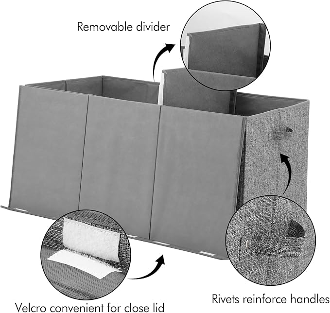 Extra Large Toy Box 167L, Sturdy Toy Storage Chest Organizer Bin Baskets with 2 Removable Divider for Boys, Girls, Kids, Nursery, Bedroom, Playroom, 35.5"x17" x17"(Linen Gray)