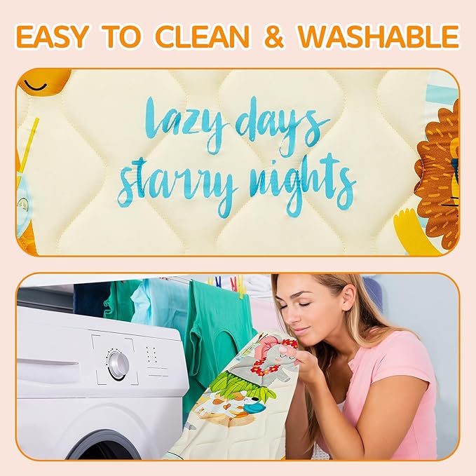 Baby Play Mat - Thicken 71x59 Inch Soft Foam Crawling Mat for Playpen & Floor, Non-Slip Waterproof Playmats for Infants & Toddlers, Portable Foldable & Machine Washable, Beach Animals