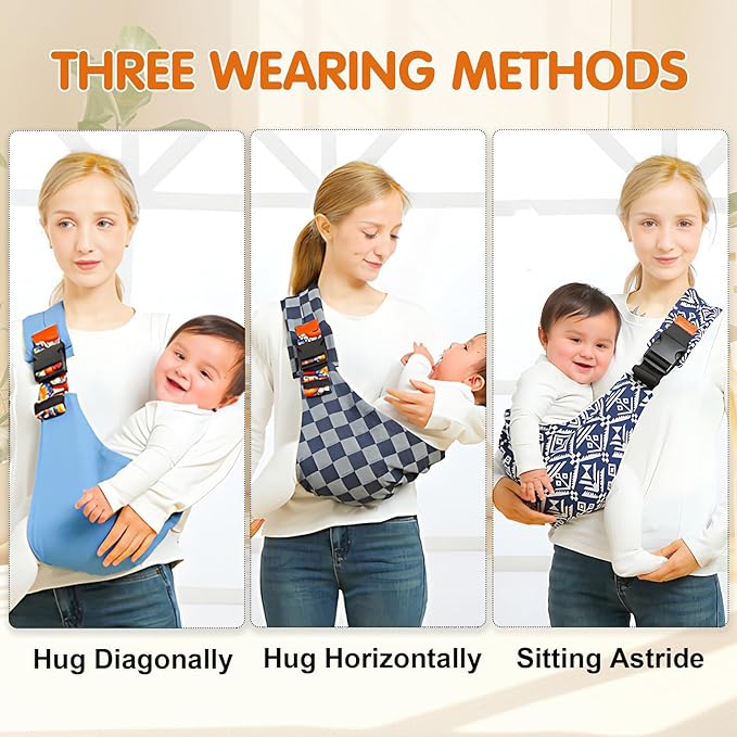 Baby Sling Carrier,Toddler Carrier,Upgraded 2025 Baby Sling with 4 Adjustable Straps(10-30lbs),Lightweight,Portable and One Size Fits All(Blue)