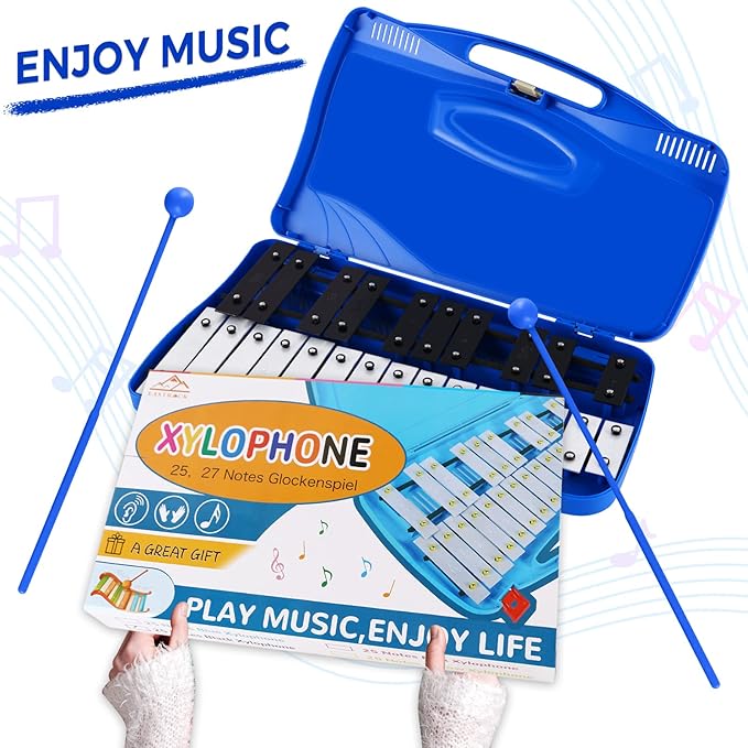 EASTROCK Glockenspiel Xylophone for Kids, Professional Music Teaching, Gifts (Blue)