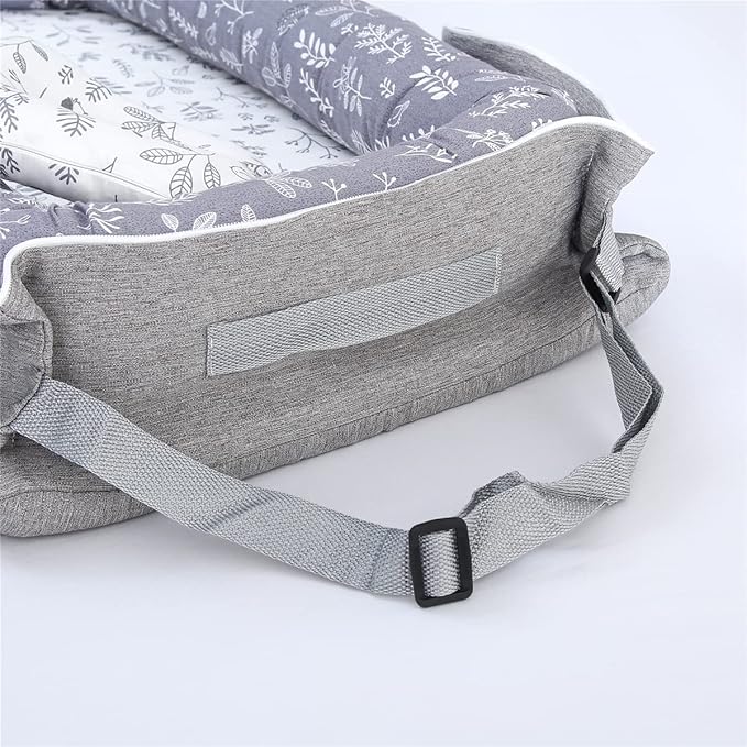 Baby Lounger for Newborn Portable Bag,Baby Play Mat Tummy Time with Strap,Awake-Time Pad Newborn Lounger Adjustable to 0-24 Months Home Travel(Ghostly Grass from Birth)