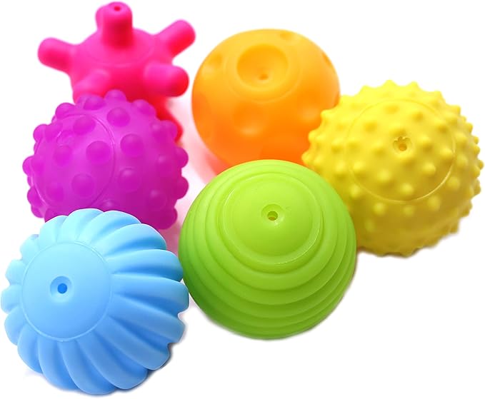 6 Pack Sensory Balls for Kids, Soft & Textured Massage Balls Set Develops Kid's Tactile Senses