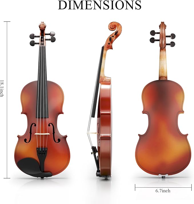 1/4 Violin Kit, Beginner Violin for Kids, Students, Complete Kids Violin Set with Case, Bow, Rosin, Ideal for Kids Violin Beginner Ages 5-7, Natural Finish