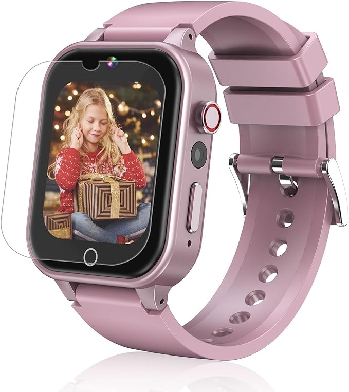 Goodatech Smart Watch for Kids 4-12 Years Boys Girls, 26 Puzzle Games,HD Camera,Video Music Player,Pedometer,Flashlight,Calendar,Alarm Clock,Aluminum Case,Sport Band (Pink)