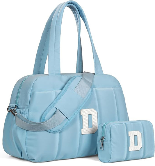 Duffle Bag, Weekender Bags for Girl，Monogrammed Gifts for Woman-Initial Overnight Bag with Wet Pocket，Lightweight Dance Bags Personalized Gymnastics bag with Makeup Pouch