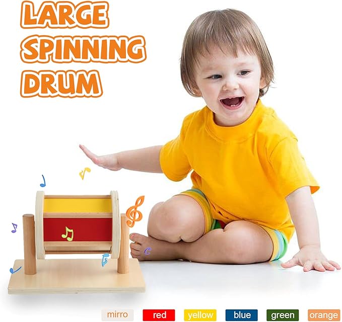 Adena Montessori Full-Size Spinning Drum Montessori Toys for Infant 6 - 12 Months 1 Year Old Babies Toddlers (Typical)