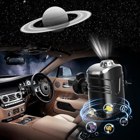 Car Star Projector with Air Freshener, Ceiling Ambient Light with 6 Scents, Auto On/Off, Vent Clip Accent Light with Diffuser(Saturn)
