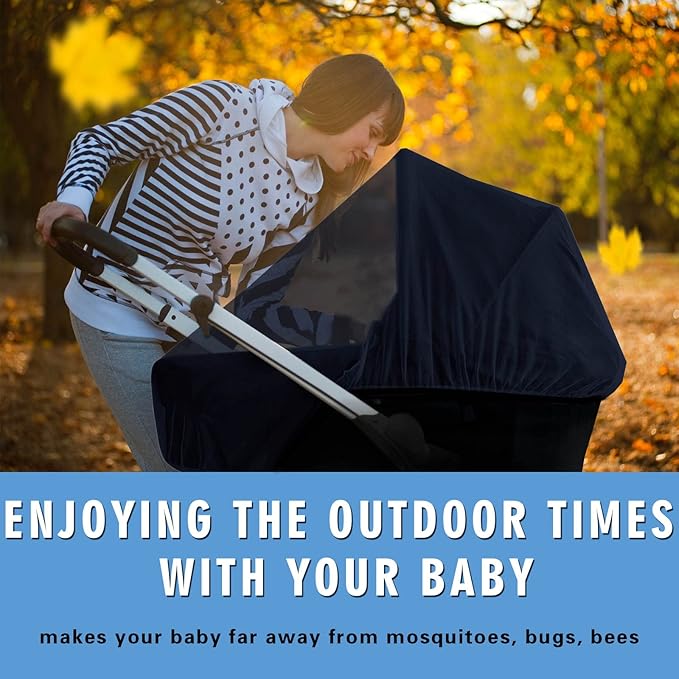 Mosquito Net for Stroller 2Pack - Protective Baby Mosquito Bug Net for Strollers, Bassinets, Cradles, Playards, Pack N Plays and Portable Mini Crib (Navy)