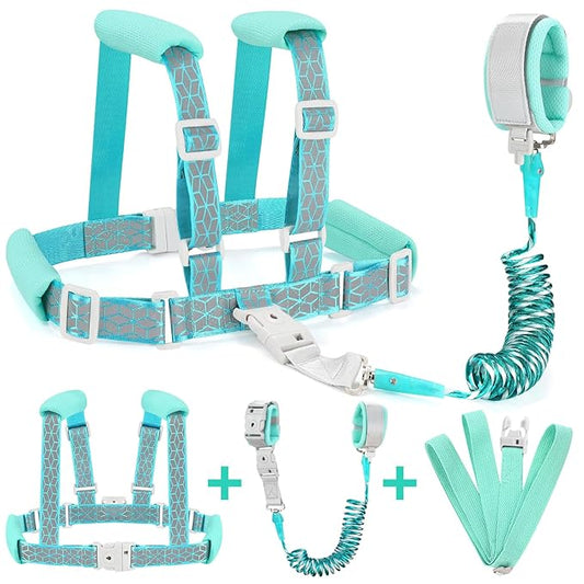 Accmor Toddler Harness Leash, Reflective Kid Harness with Anti Lost Wrist Link, Harness Leash for Toddlers, Child Walking Harness Kids Leash Wristband Belt with Lock for Baby Boys Girls to Outdoor