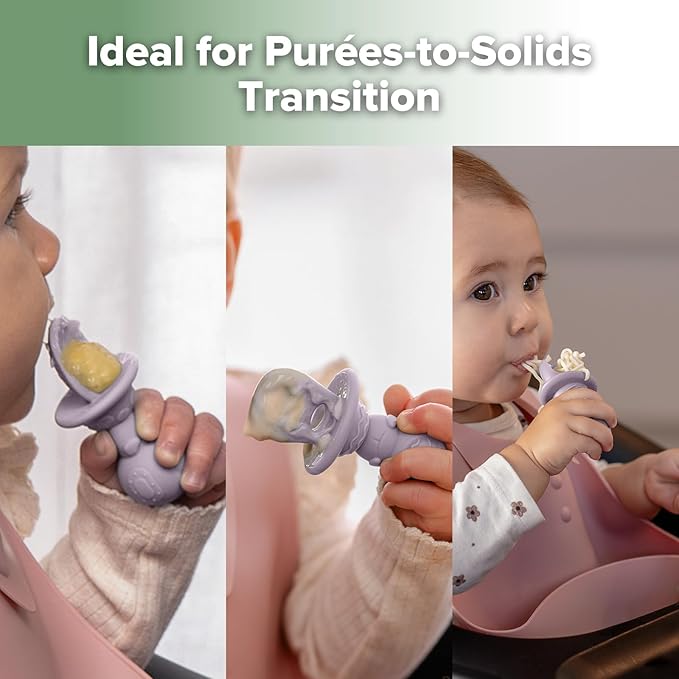 Haakaa Astronaut Beginner Silicone Cutlery Set – Toddler Spoons Self Feeding 6+Months, Baby Led Weaning Supplies, Easy Grip Toddler Utensils, Baby Feeding Essentials