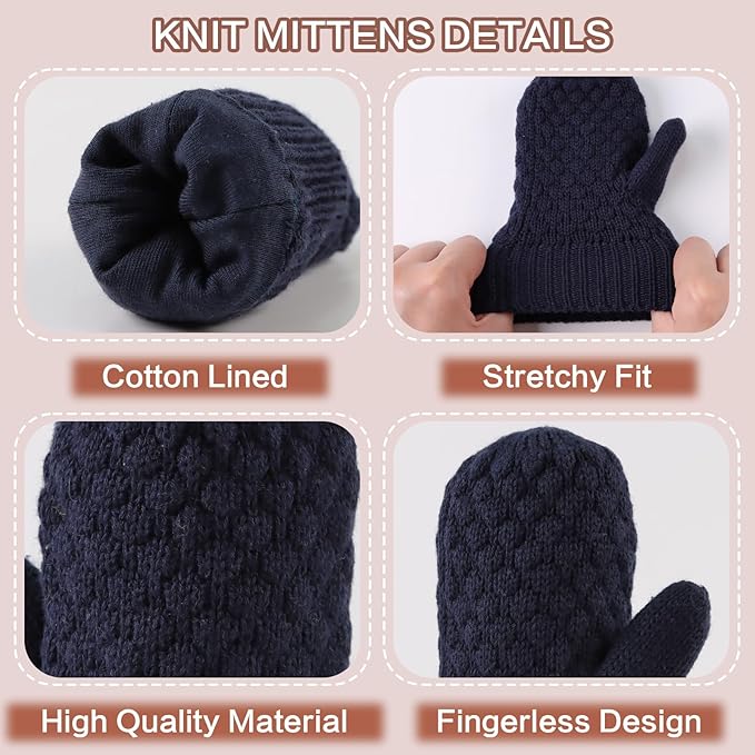 Baby Knit Mittens Toddler Boys Girls Gloves Winter Infant Newborn No Scratch Mitten 0-3 Years
