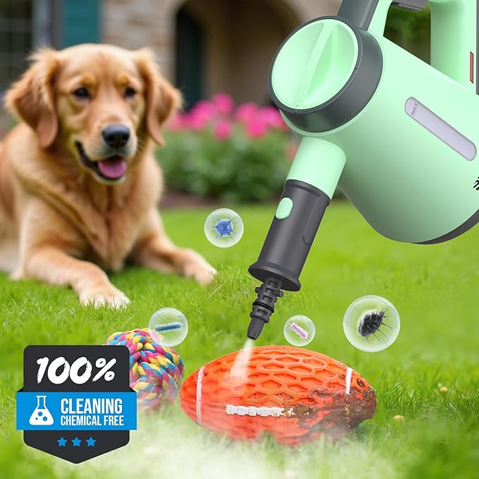 Handheld Pressurized Steam Cleaner - 15s Quick Start, Multi-Functional for Home, Kitchen, Bathroom, 8 Attachments, Chemical-Free, Safe & Efficient Cleaning Solution