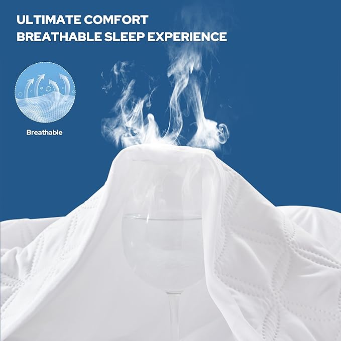 BEDLORE 2 Pack Waterproof Mattress Protector, Full Size Mattress Pad with Deep Pocket Fitted Up to 6-15 inches, Soft Noiseless Single Bed Mattress Cover for Bedroom, Dorm Room (White)