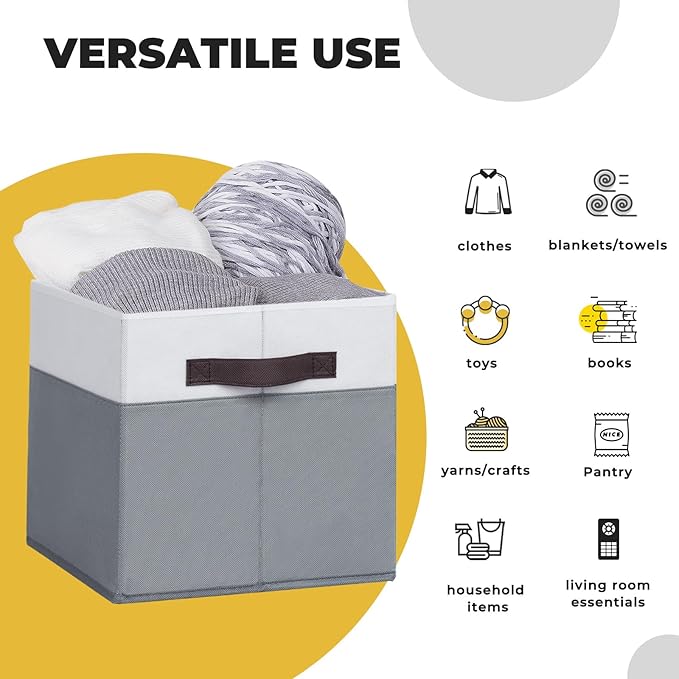 Criusia Storage Cubes 8 pack - 11 inch Fabric Bins for Organizing Clothes Toys Blanket - Versatile Storage Baskets for Shelves - Home Organization for Bedroom RV Closet