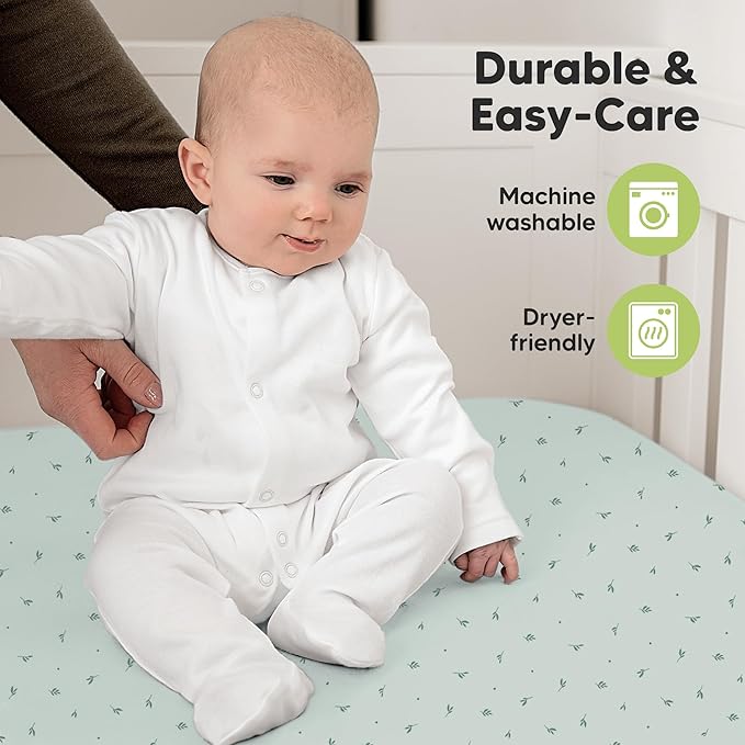 KeaBabies 2-Pack Organic Crib Sheets for Boys, Girls - 52x28 Fitted Crib Mattress Sheet Neutral, Breathable Jersey Cotton Cover for Baby Bed, Toddler Mattress, Soft & Cute Prints (Bunnies)