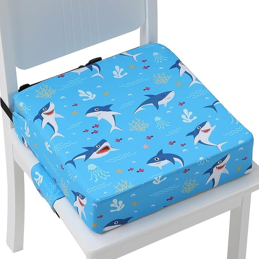 Booster Seat for Kitchen Chair with Adjustable Straps, Toddler Booster Seats for Dining Table Portable for Travel Camping Eating, Booster Cushion for Table for Baby Child Infant Kid Boy Girl