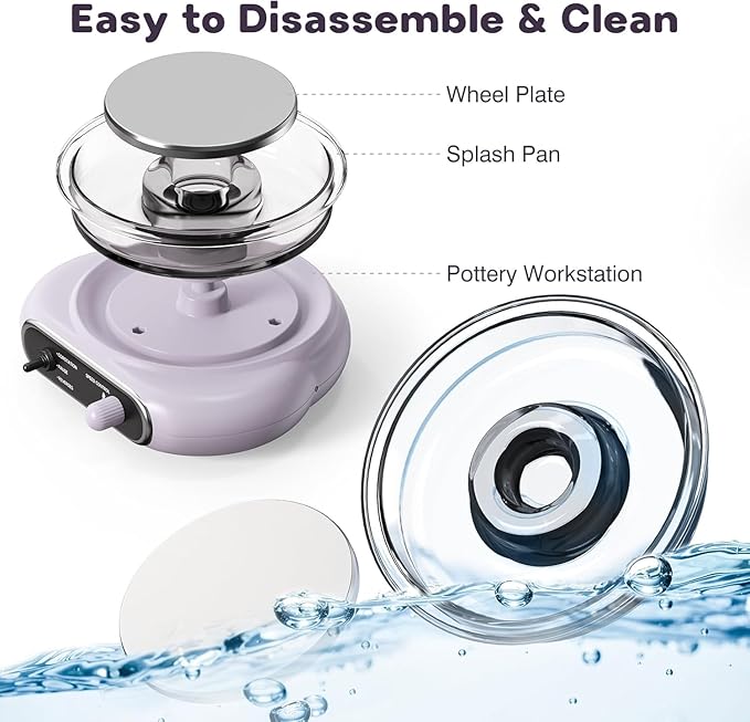 Alldeer Mini Pottery Wheel Kit - 4.7" Turntable Electric Clay Wheel with Foot Pedal, Adjustable Speed Ceramic Making Machine with 8 Pottery Shaping Tools, Craft Kits for Kids