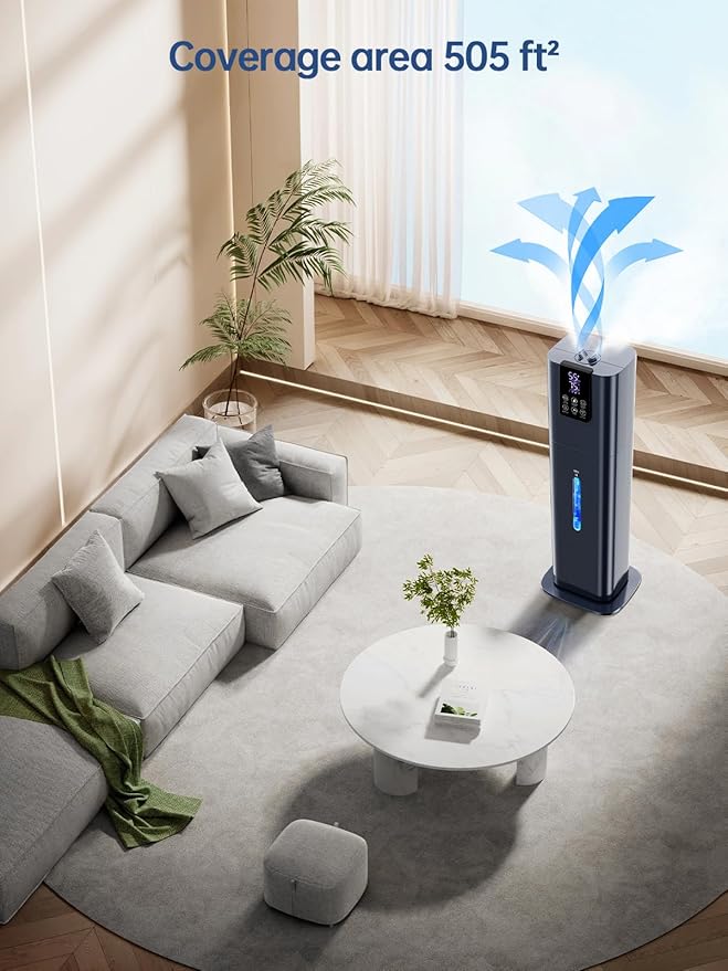 8L Smart Humidifiers for Bedroom Large Room, 2.1Gal Cool Mist Top Fill Diffuser Ambient Light, App & Remote Control, 3 Mist Modes, Quiet Humidifier for Home Office Plant (Blue)