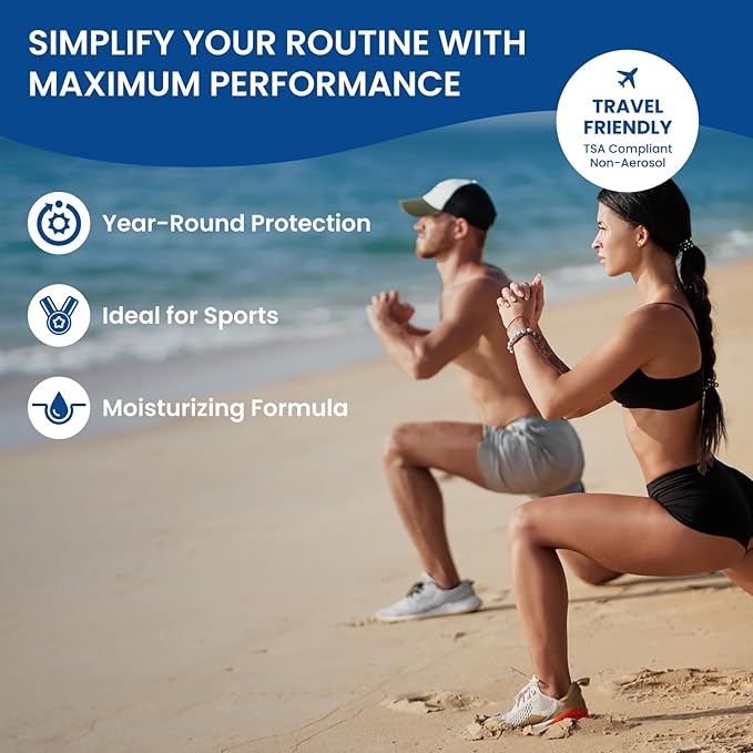 BU SPF 50 Kids Sunscreen Spray for Face and Body, Non Aerosol Spray, TSA Travel Size Sunscreen, Clear, Non Greasy, Water Resistant, Oil Free, Fragrance Free 1 oz