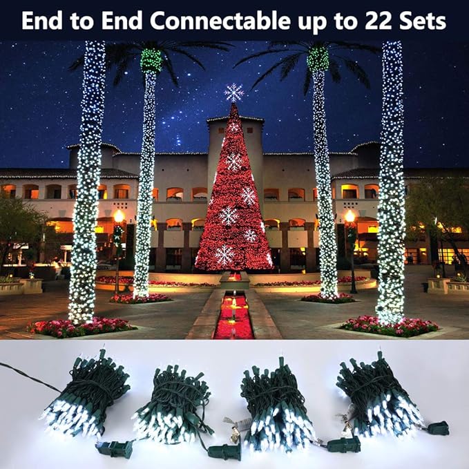 Brizled 4 Pack LED Christmas Lights, 33ft 100 LED Christmas String Lights, 120V UL Certified Connectable Xmas Tree Light Mini White Xmas Light for Home Tree Patio Indoor Outdoor Decoration, Cool White