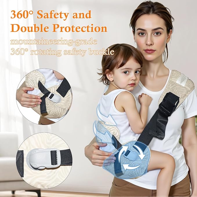 Baby Carrier Newborn to Toddler-Adjustable Baby Sling Carrier,Toddler Carrier for 25-60lbs,Comfortable Baby Sling for Hands-Free Carrying (Beige Zebra Print)