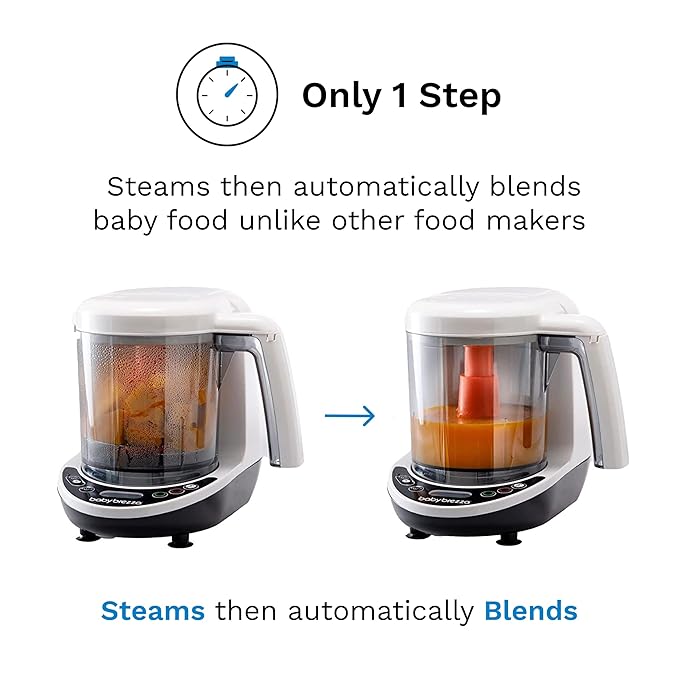 Baby Brezza One Step Baby Food Maker Deluxe – Auto shut Off, Dishwasher Safe Cooker and Blender to Steam + Puree Organic Food for Infants + Toddlers - Set of 3 Pouches + 3 Funnels