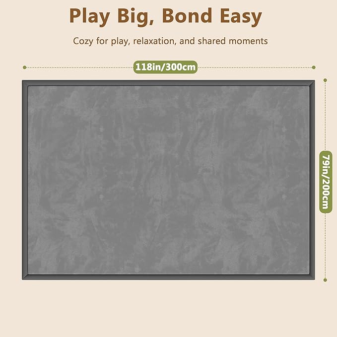 Baby Play Mat for Floor, 1.3'' Thick Memory Foam Tummy Time Mat - Super Soft Coral Velvet Nursery Rug with Non-Slip Backing, Crawling Rug for Toddlers/Infants, Yoga & Tatami Use, 79''x 118''