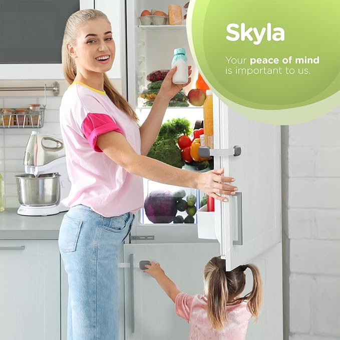 Baby Proofing Child Safety Locks (2 Pack) by Skyla Homes - The Safest, Quickest and Easiest 3M Adhesive Cabinet Latches, No Screws & Magnets, Multi-Purpose for Furniture, Kitchen, Ovens, Toilet Seats