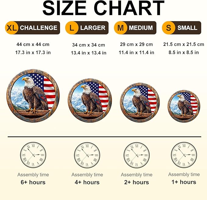 KAAYEE Wooden Puzzles for Adults, 3D Vision Effect Bald Eagle Wooden Jigsaw Puzzle Unique Shape Wood Puzzle Adult, 3D Effect Flat Puzzle Birthday Gifts Family Game (XL-17.3 * 17.3 in-450pcs)