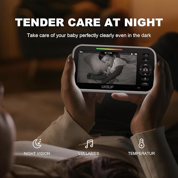 Baby Monitor with 2 Cameras and Audio - Video Baby Monitor with 960ft Long Range, Remote Pan-Tilt-Zoom, Night Vision, Temperature Sensor, 2-Way Talk, 8 Lullabies, 30-Hour Battery & No WiFi