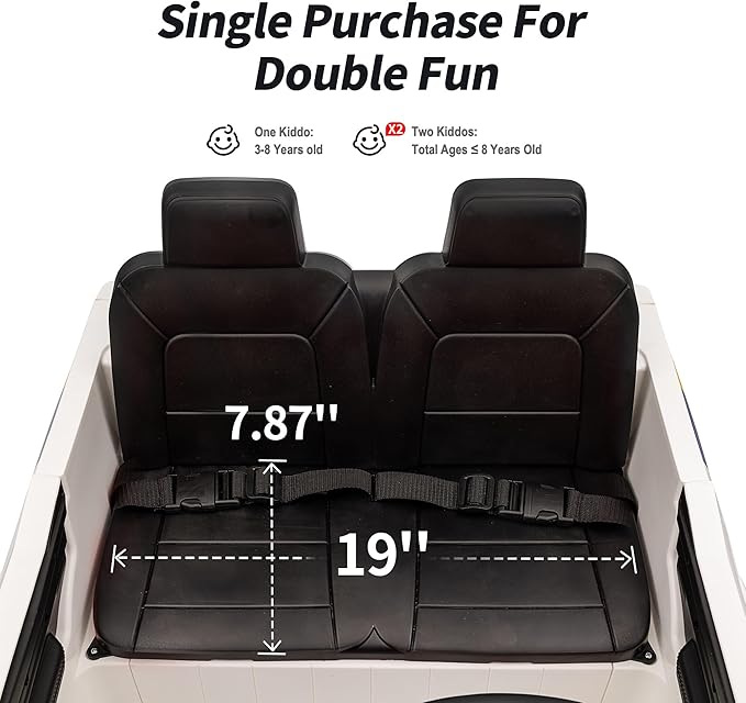 12V 7Ah Electric Police Car Ride on Toy for Big Kids, 2 Seater Kids Ride on Car SUV w/Remote Control, Bluetooth - White