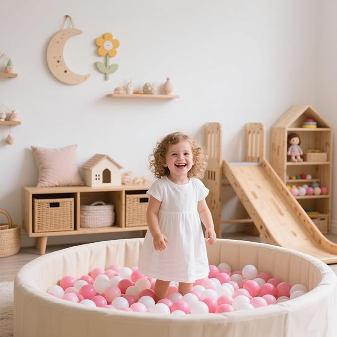 GOGOSO Ball Pit Balls 100 PCS for Toddles, Kids Plastic Balls for Ball Pit, Pool, Pink Party Accessories, Birthday Decoration, Crush Proof and Durable with Storage Bag