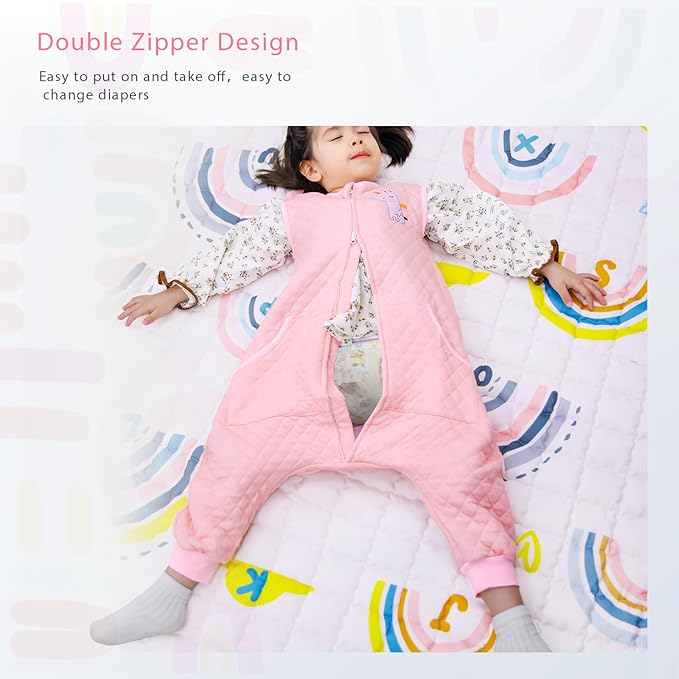 Baby Toddler Sleep Sack with Feet 2.5 TOG Winter, Wearable Blanket with Legs, Toddler Sleeping Sack Long Sleeve (Pink, 3T-5T)