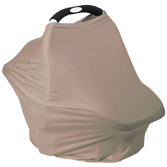 Breathable Car Seat Cover for Babies – Multi-Purpose Soft Rayon Nursing Cover for Breastfeeding, High Stretchy Infant Carseat Canopy, Stroller Cover (Smooth Rayon, Mocha Natural)