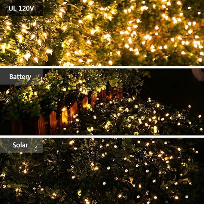 Brizled 4 Pack LED Christmas Lights, 100 LED 33ft Christmas String Lights, 120V UL Certified Connectable Xmas Tree Light Mini Xmas Light for Home Tree Patio Indoor and Outdoor Decorations, Warm White