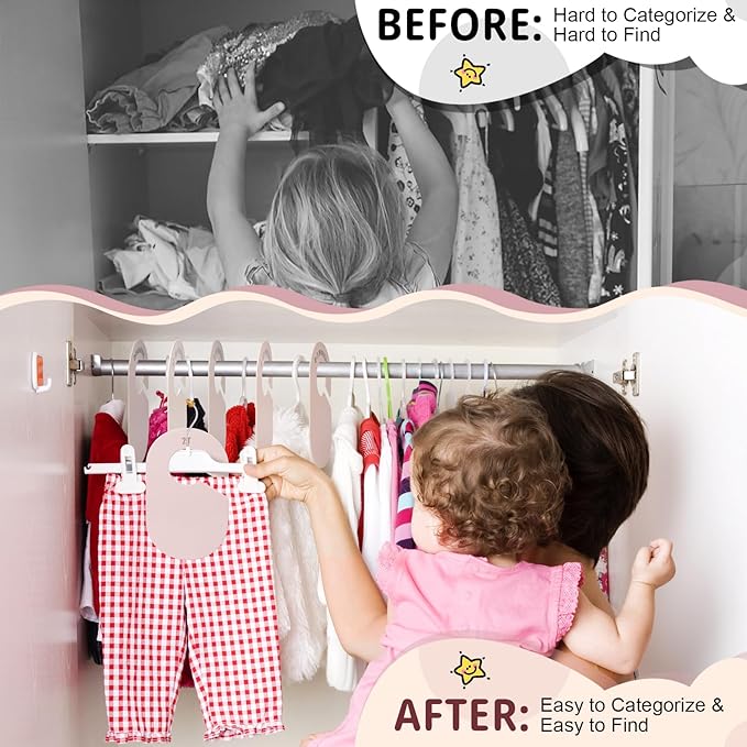 Baby Closet Dividers, Double Sided Nursery Clothes Size Separators for Newborn to 2T, Round, Neutral, 8 Pcs