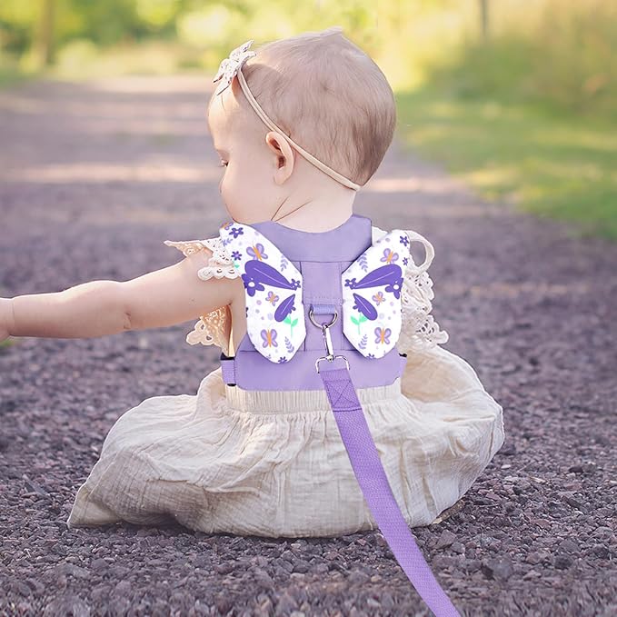 Accmor Toddler Harness Leash, 3 in 1 Cute Butterfly Kids Leash + Anti Lost Wrist Link for Outdoor Travel, Adorable Child Walking Harness Wristband Assistant Mini Strap Belt Protector for Baby Girls