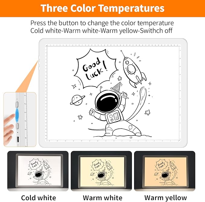 Elice Magnetic A3 Light Board with Bag for Diamond Painting, Tracing LED Light Box with Side Buttons, Super Bright Diamond Art Light Pad, Light Table for Drawing, Sketching, Weeding Vinyl - White