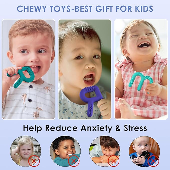 ERKOON Sensory Chew Toys for Autistic Children, 4 Pack Silicone Chewy Tube Oral Motor Tools for Sensory Kids with Autism, Biting, ADHD, SPD, Chewies with Special Needs, Teething Sticks Toys